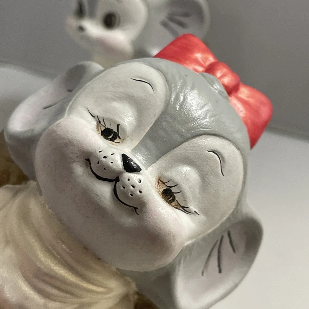 Kissing Mice Angels Handpainted Ceramic‎ Figurines 5